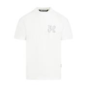 Palm Angels Vit Monogram Studs Klassisk T-shirt White, Herr