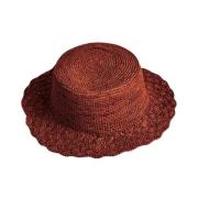 Ibeliv Handgjord Raffia Hat med Bomullsband Brown, Dam