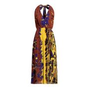 Manila Grace Lång klänning med fantasimönster Multicolor, Dam