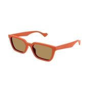 Gucci Orange Ram Brun Lins Solglasögon Orange, Unisex