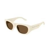 Alexander McQueen Ivory Brown Solglasögon Am0450S Beige, Herr