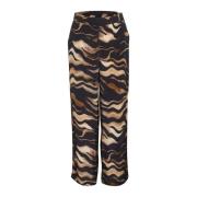 Kaffe Tiger Print Wide Leg Byxor Multicolor, Dam