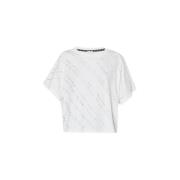 Liu Jo Vit Bomull T-shirt med Strass White, Dam