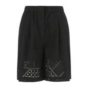 Msgm Svarta Bomull Bermuda Shorts Black, Dam