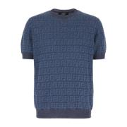 Fendi Casual Bomull T-Shirt Blue, Herr