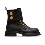 Balmain Ranger Stövel Army-Cuir De Veau och Tissu Black, Dam