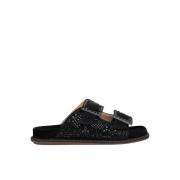 ALMA EN PENA Platt bekväm sandal med strass Black, Dam