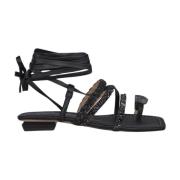 Alma EN Pena Grekisk stil Knotted Strap Sandal Black, Dam