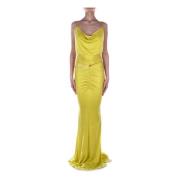 Elisabetta Franchi Gul Red Carpet Klänning Rynkade Detaljer Yellow, Da...