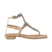 Alma EN Pena Glittrande Ankelrem Sandal Beige, Dam