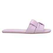 Estro Lila Patch Läder Slide Sandaler Purple, Dam