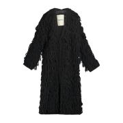 Circus Hotel Fluffy Lång Shaggy Coat Black, Dam