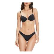 Emporio Armani Svart Bikini med Silver Logo Lettering Black, Dam