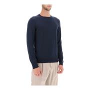 Tom Ford Lyxig Fin Ull Crew-Neck Sweater Blue, Herr