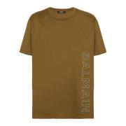 Balmain Oversized T-shirt i bomull med reflexlogotyp Green, Herr