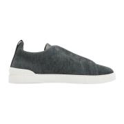 Ermenegildo Zegna Grå Canvas Låg Topp Sneaker Gray, Herr