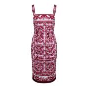 Dolce & Gabbana Majolica-print midi klänning Multicolor, Dam