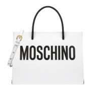 Moschino Sofistikerad Bianco Ss23 Läder Shopper White, Dam