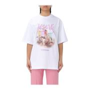 Msgm Vit T-shirt med Logotyptryck White, Dam