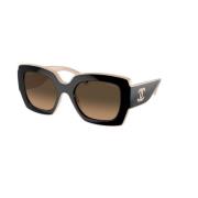 Chanel Stiliga solglasögon brun & svart gradient Black, Dam