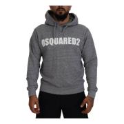 Dsquared2 Grå Hoodad Logotyp Bomullströja Gray, Herr