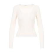 Max Mara V-ringad Perforerad Topp Beige, Dam