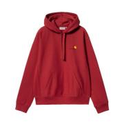 Carhartt Wip Essentiell hoodie för avslappnad stil Red, Herr