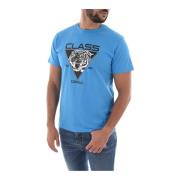 Cavalli Class Blå Logo Print T-shirt Blue, Herr