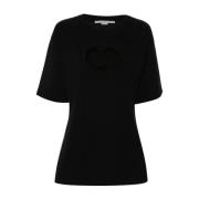 Stella McCartney Svart T-shirt med spetsdetaljer Black, Dam