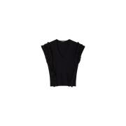 Twinset Svart Sweater Set med Ruffled V-Hals Black, Dam