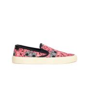 Saint Laurent Canvas Slip-On med radiotryck Multicolor, Dam