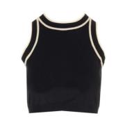 Max Mara Svart Bomull Crop Top Black, Dam