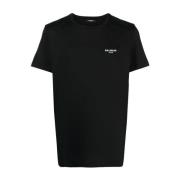 Balmain Svart Bomull Logo T-shirts Polos Black, Herr