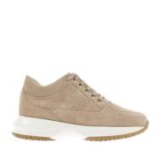 Hogan Perforerade Mocka Sneakers med Avtagbar Fussbett Beige, Dam