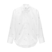 Msgm Logo Print Crystal Embellished Vit Skjorta White, Dam