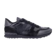 Valentino Garavani Svarta Sneakers med Mockainsatser Black, Herr