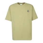Maison Kitsuné Beige T-shirt med broderad patch Green, Herr