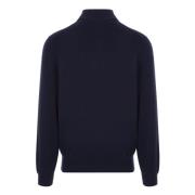 Brunello Cucinelli Navy Cashmere Zip Sweater Blue, Herr