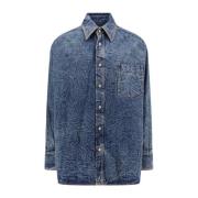 MM6 Maison Margiela Blå Oversize Skjorta Tillverkad i Italien Blue, He...