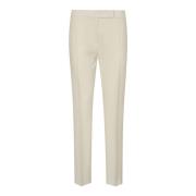 Max Mara Vit Crepe Textur Byxor Rak Ben White, Dam