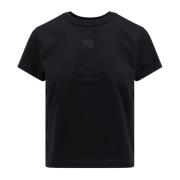 Alexander Wang Svart Crew-neck T-shirt med Wang Print Black, Dam