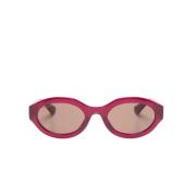 Gucci Fuchsia Ovala Solglasögon med Bruna Linser Pink, Dam