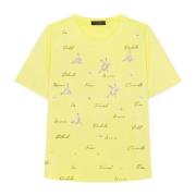 Elena Mirò Blommigt T-shirt med broderi Yellow, Dam