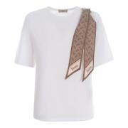 Herno Bomull T-shirt med Logoscarf White, Dam