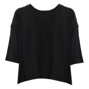 Pinko Svart Viskos Twill Rund Hals Skjorta Black, Dam