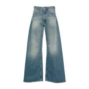 MM6 Maison Margiela Indigo Wide Leg Denim Jeans Blue, Dam