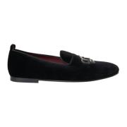 Dolce & Gabbana Svart Sammet Kristall Loafers Black, Herr