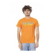 Cavalli Class Orange Logo Print Bomull T-shirt Orange, Herr