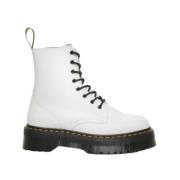 Dr. Martens Vita Polerade Släta Plattformsstövlar White, Dam