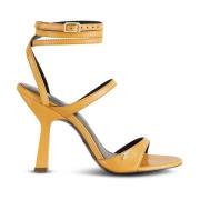 Patrizia Pepe Sandals Klack sandal med grön lädersula Yellow, Dam